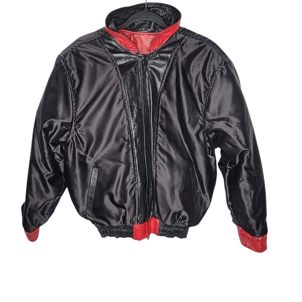 Vintage 90s Disney Mickey Mouse Rock N Roll Reversible Leather Satin Jacket Sz M - Picture 4 of 8